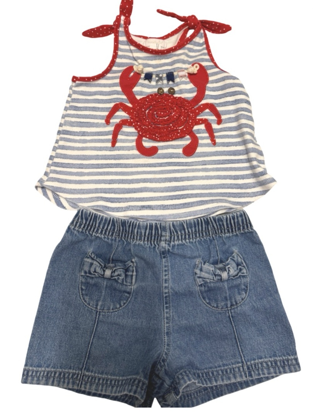 Mud Pie Red & Blue Tank Top 12–18 Months + Y2K Faded Glory Denim Shorts 24 Mo